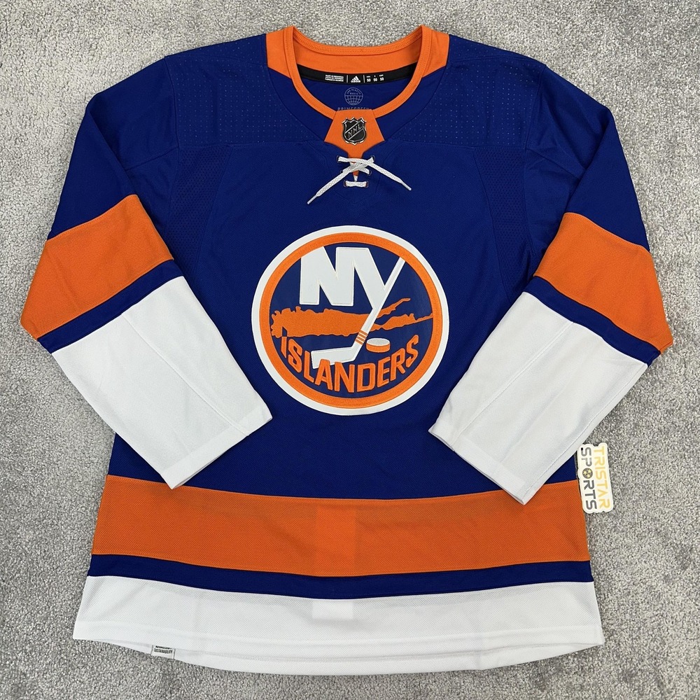 New York Islanders Jersey Mens 50 Blue Orange NHL Hockey Adidas Authentic Home